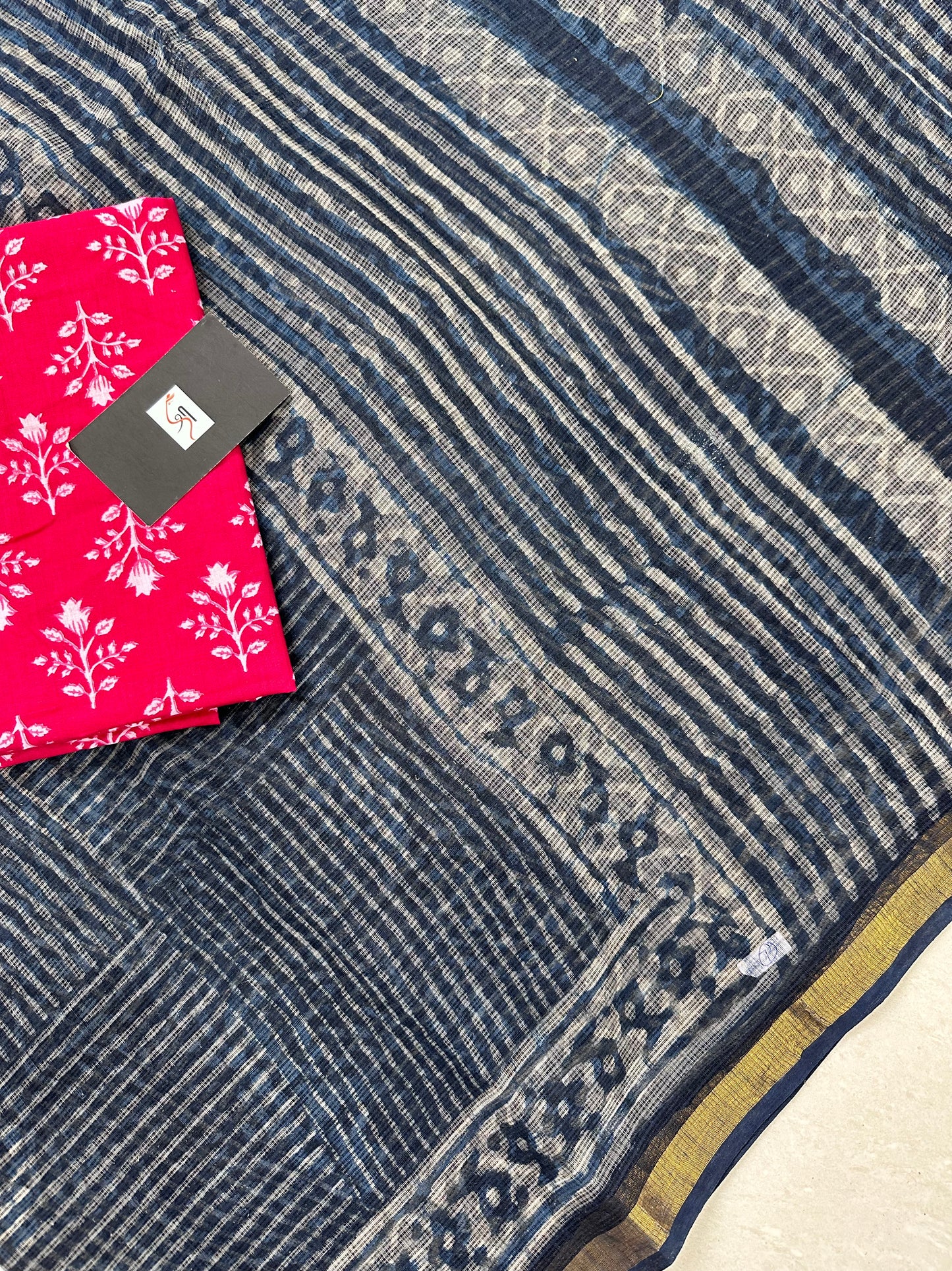 HandBlock Printed Kota Cotton Doria Saree