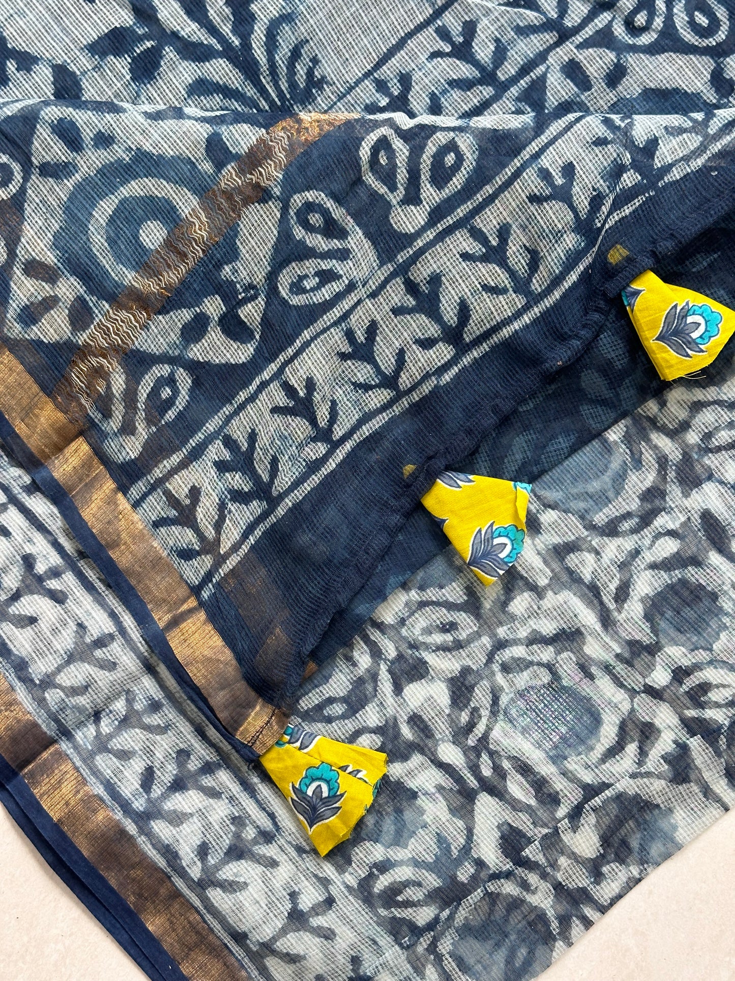 HandBlock Printed Pure Kota Cotton Doria Saree