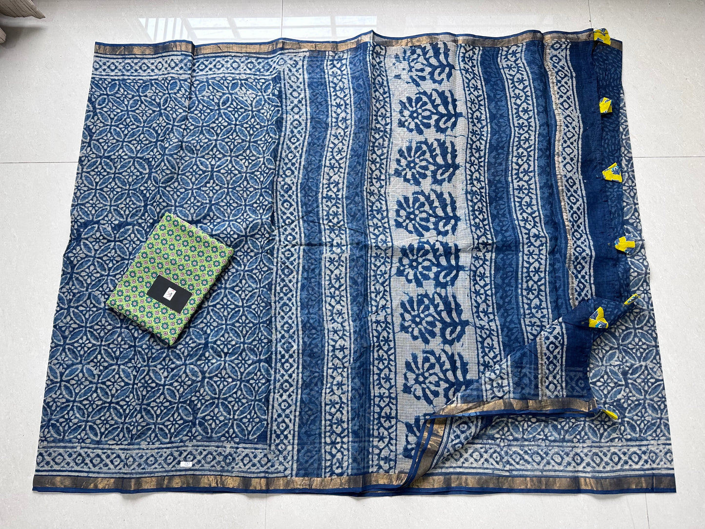 HandBlock Printed Pure Kota Cotton Doria Saree