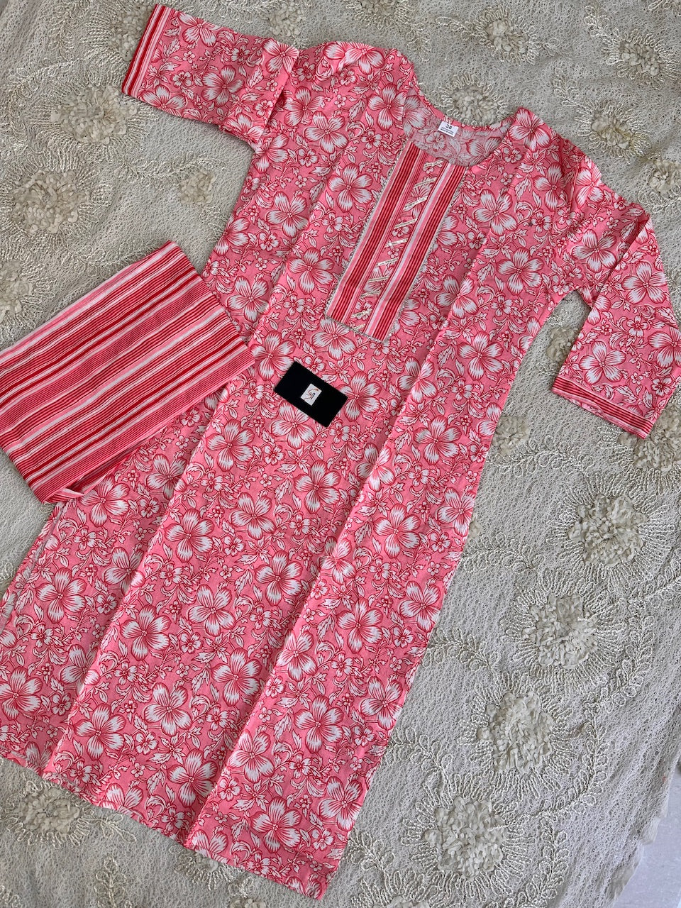 Pure HandBlock Printed Cotton Kurti n Pant Set