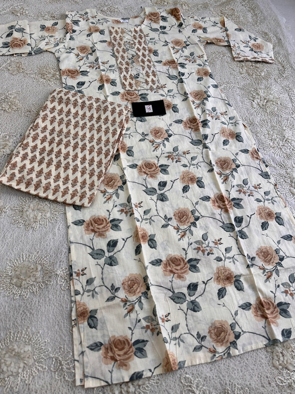 Pure HandBlock Printed Cotton Kurti N Pant Set