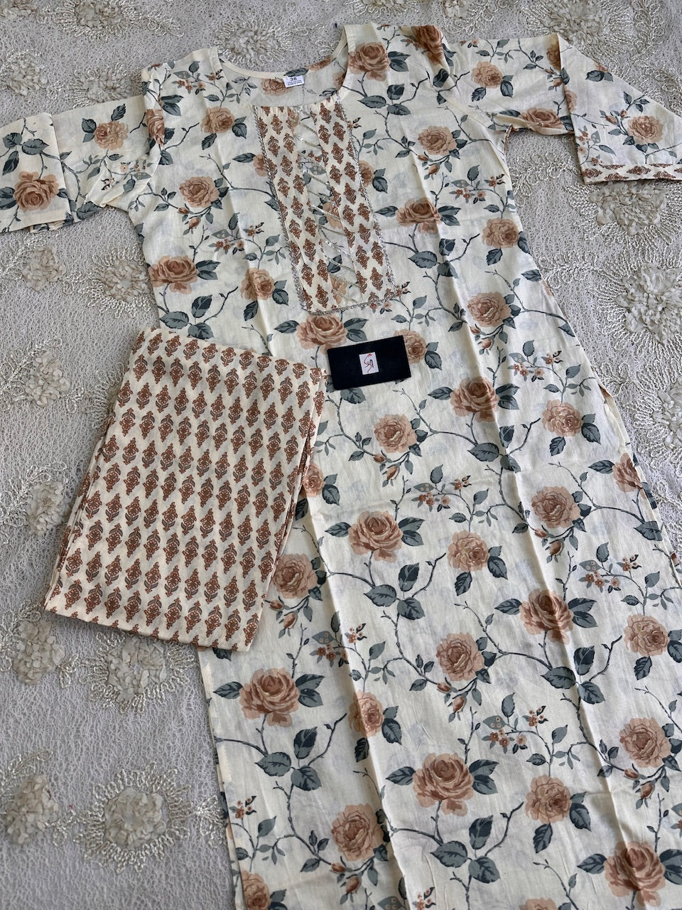 Pure HandBlock Printed Cotton Kurti N Pant Set