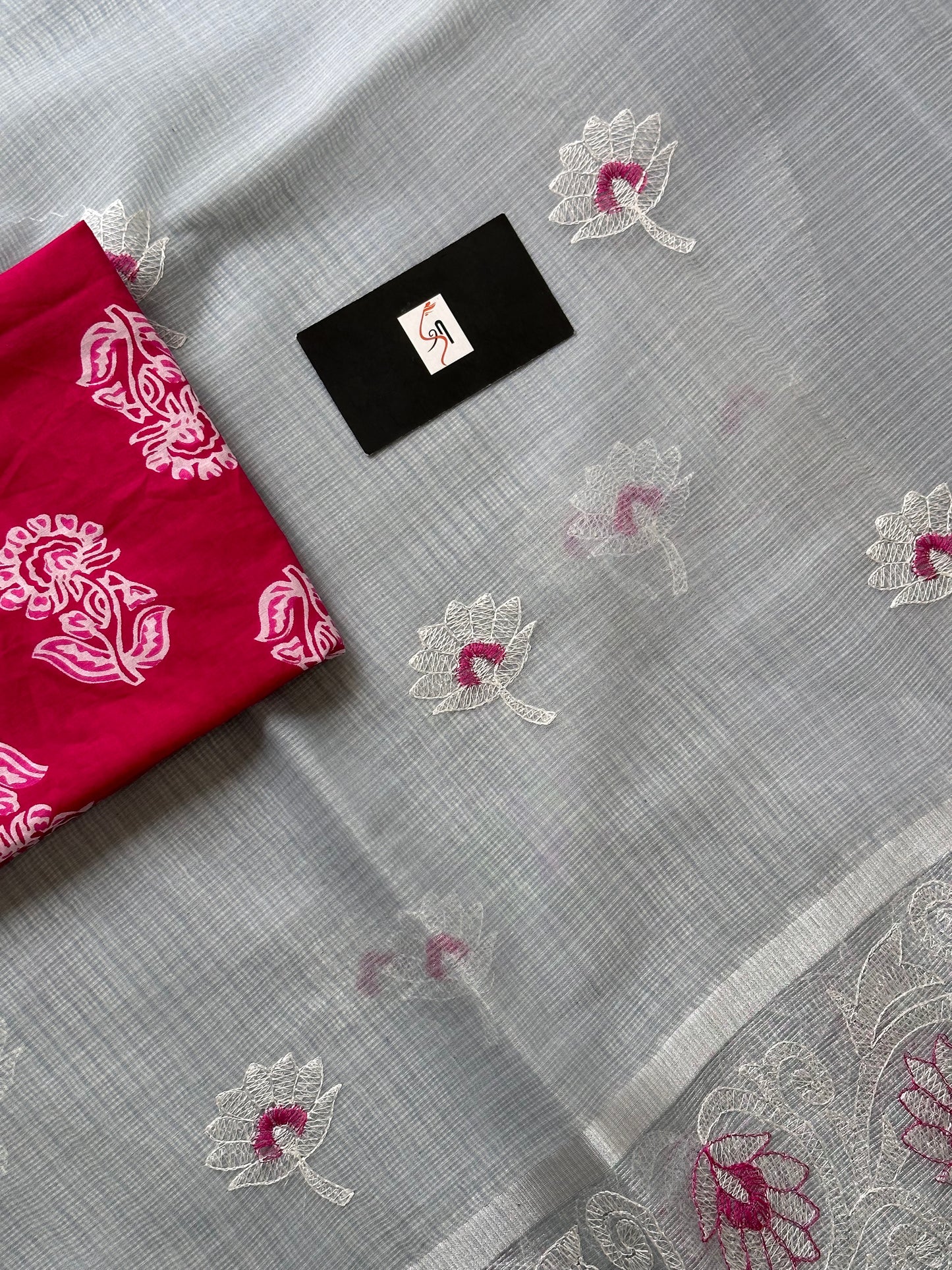 Embroidered Kota Cotton Doria Saree