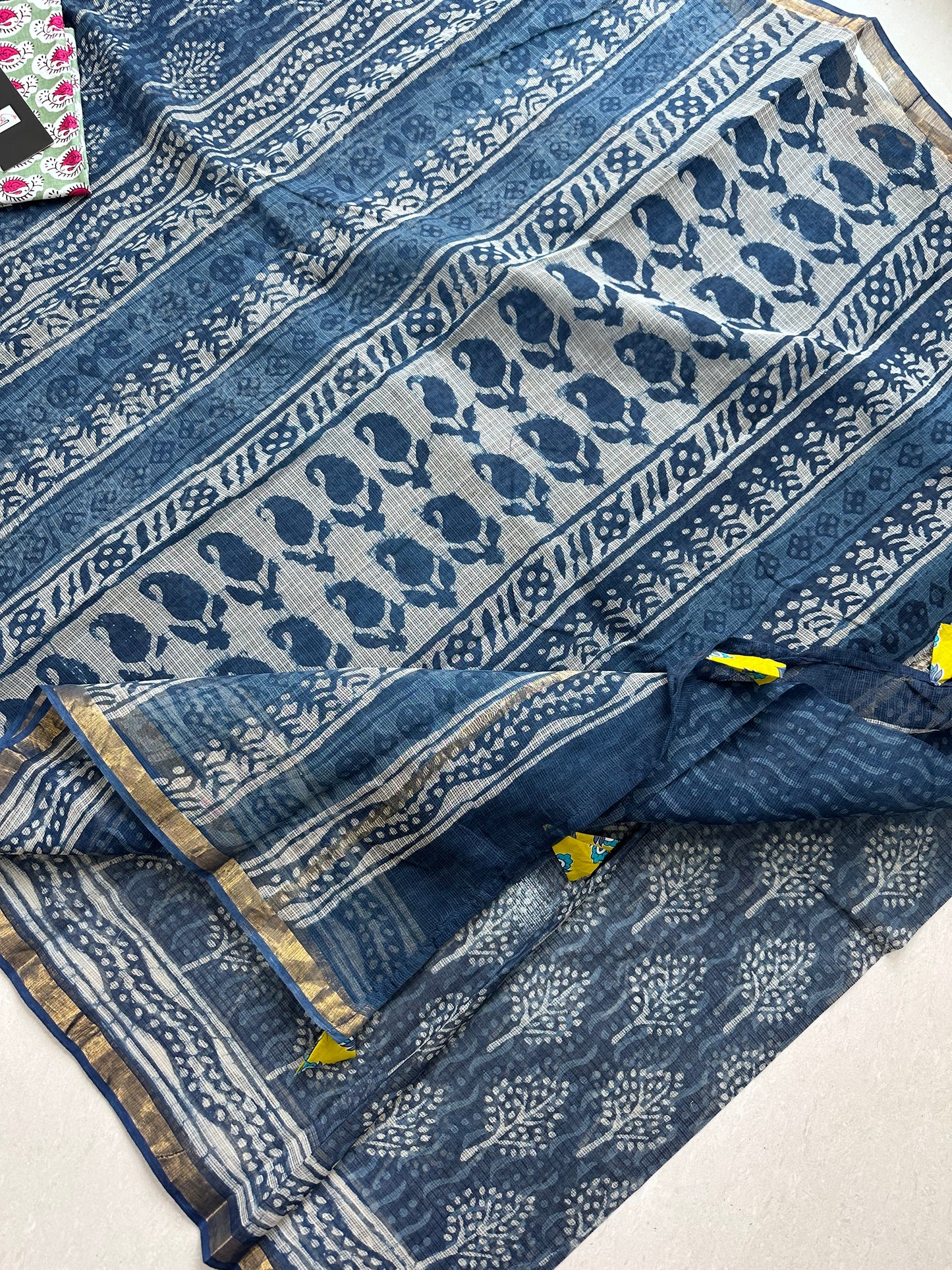 HandBlock Printed Pure Kota Cotton Doria Saree