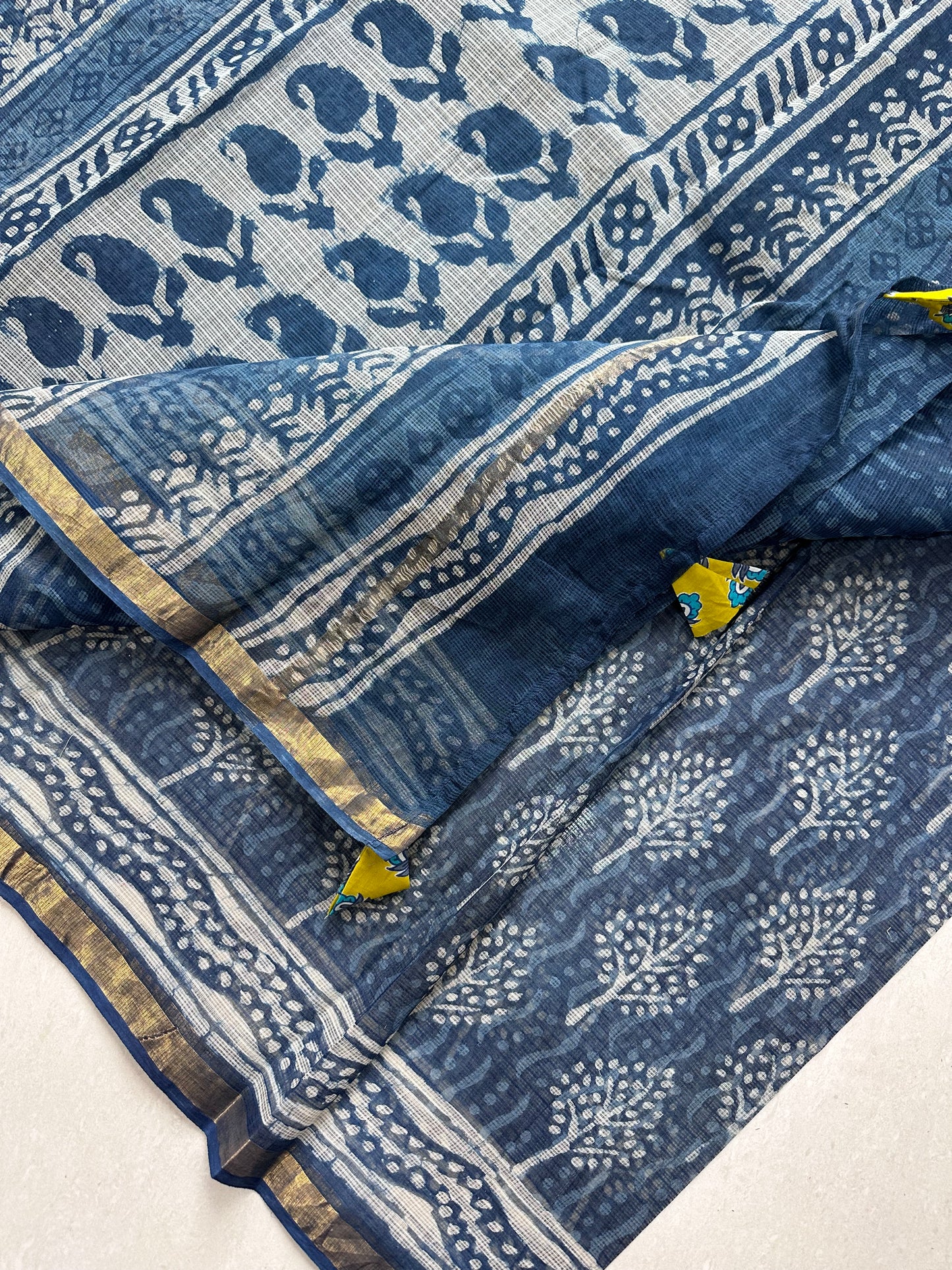 HandBlock Printed Pure Kota Cotton Doria Saree