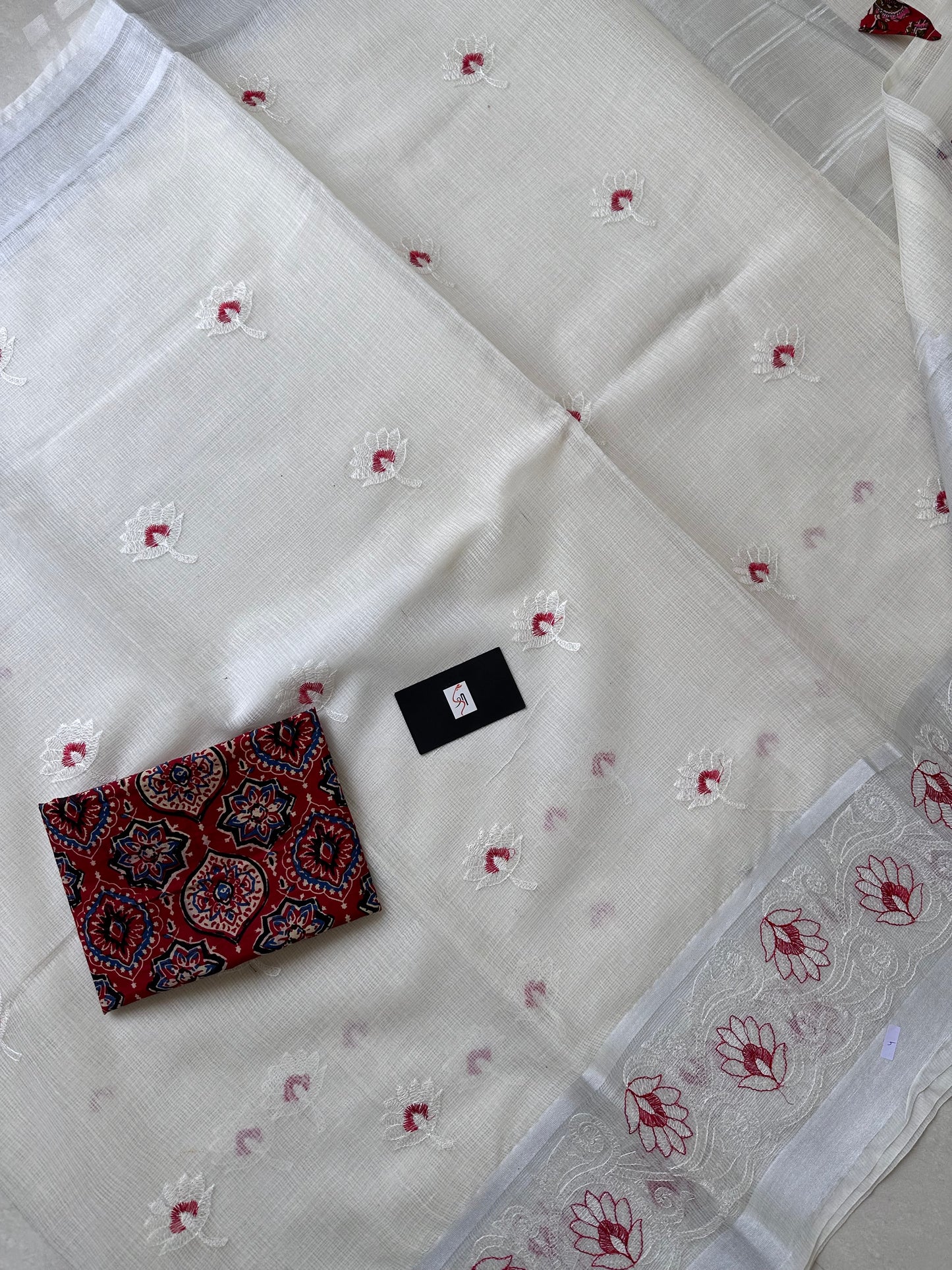 Embroidered Kota Cotton Doria Saree