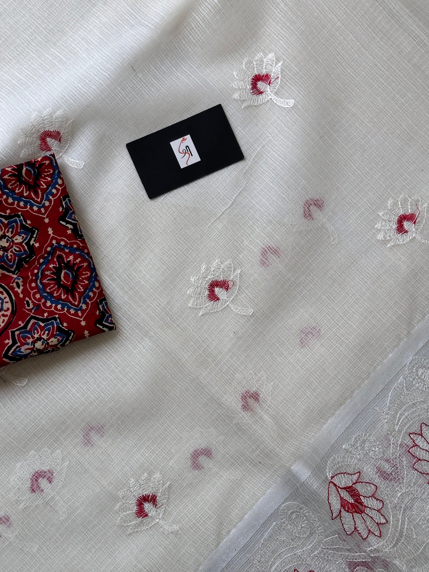 Embroidered Kota Cotton Doria Saree