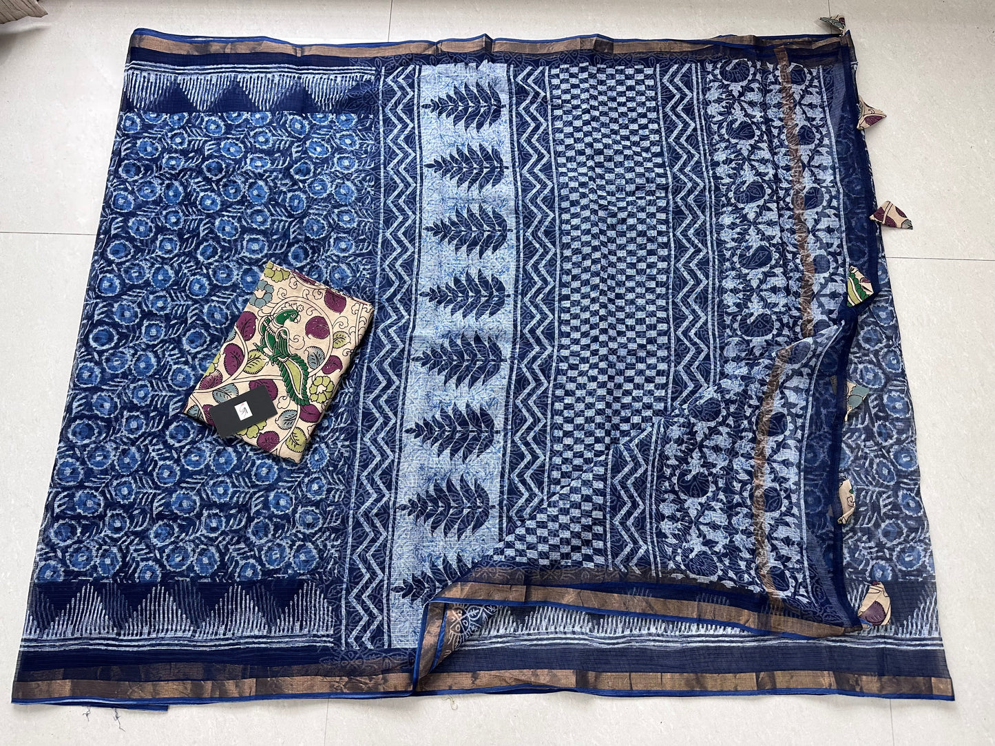 HandBlock Printed Pure Kota Cotton Doria Saree